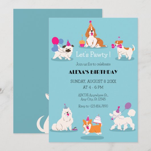 Funny Pet Geburtstagsparty Einladung (Vorne/Hinten)