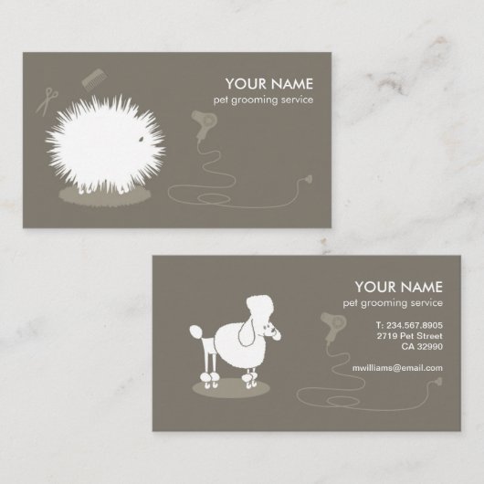 Funny pet grooming Business Card Visitenkarte (Vorne/Hinten)