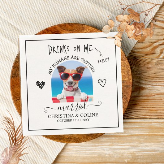 Funny Pet Hund Katze Personalisierte Hochzeitsfeie Serviette