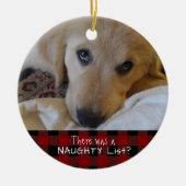 Funny Pet NAUGHTY ODER NICE Red Black Buffalo Kari Keramik Ornament (Vorne)