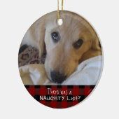 Funny Pet NAUGHTY ODER NICE Red Black Buffalo Kari Keramik Ornament (Links)