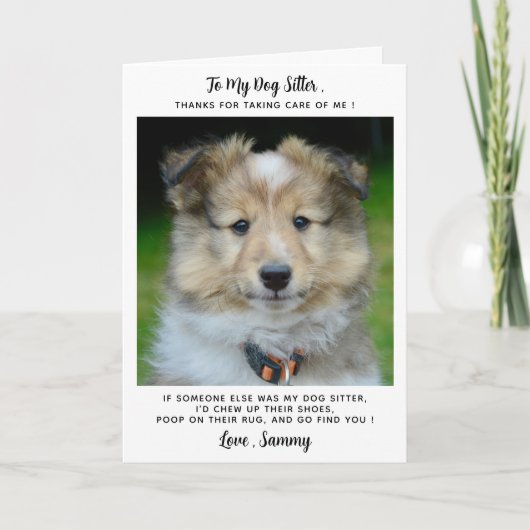 Funny Pet Sitter Custom Hund Foto Danke Karte (Vorderseite)