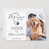 Funny Pet Wedding Modernes Foto Hund Verlobung Ankündigung (Vorderseite)