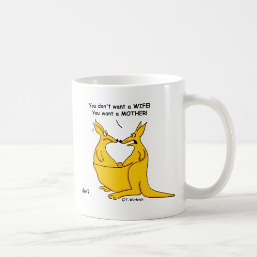 Funny Peter Pan Syndrome Cartoon Kangaroos Kaffeetasse (Rechts)