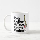 Funny Pets Coffee and True Crime Podcasts Kaffeetasse (Links)