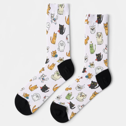 Funny Pets Pattern Crew Socks Socken (Linkes Detail)