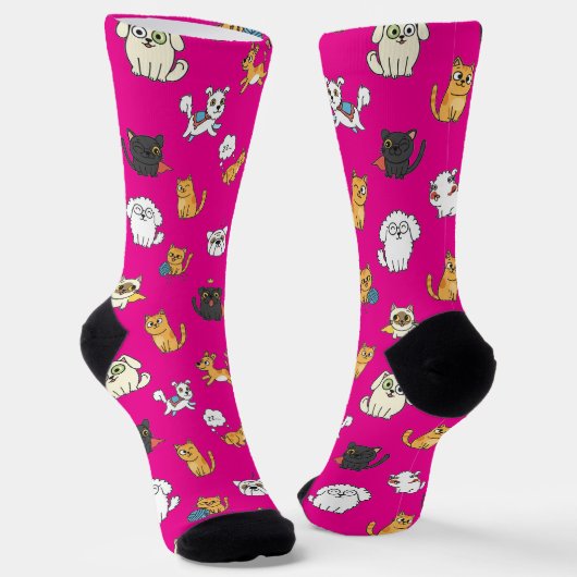 Funny Pets Pattern Crew Socks Socken (Gewinkelt)