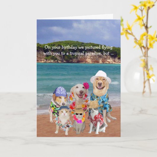 Funny Pets Tropical Paradise Geburtstag Karte (Gelbe Blume)