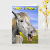 Funny Pferd individuell anpassbare Grüße Karte (Gelbe Blume)