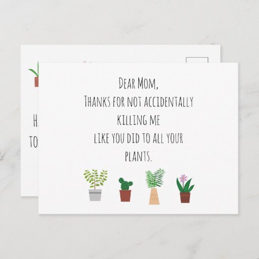 Funny Pflanze Lover Muttertag Postkarte (Vorne/Hinten)