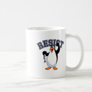 Funny Pguin Protest T-Shirt Resist Penguin Holding Kaffeetasse