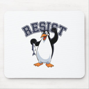 Funny Pguin Protest T-Shirt Resist Penguin Holding Mousepad