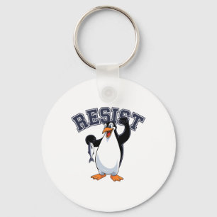 Funny Pguin Protest T-Shirt Resist Penguin Holding Schlüsselanhänger