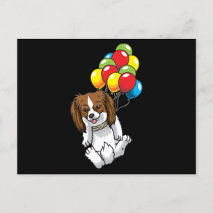 Funny Phalène Hund mit Balloons Postkarte
