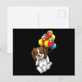 Funny Phalène Hund mit Balloons Postkarte (Vorne/Hinten)