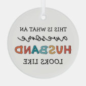 Funny Phantastisch Husband Gips | Bester Husband j Ornament Aus Glas (Rückseite)