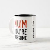 Funny Phantastisch Mama Son Modern Red Black Typog Zweifarbige Tasse (Vorderseite Links)