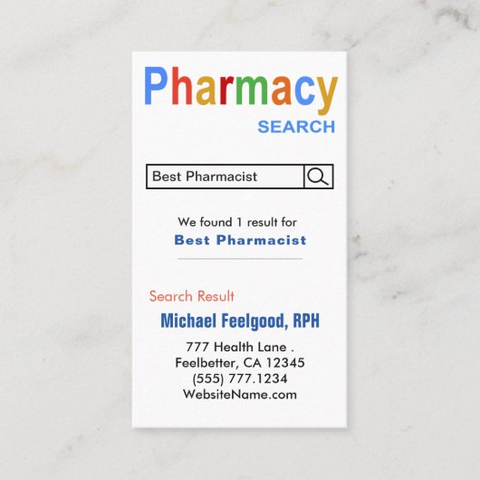 Funny Pharmacist Search Advertising Business Card Visitenkarte (Vorderseite)