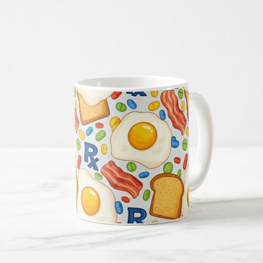 Funny Pharmacy Breakfast Rx Pattern Kaffeetasse (VorderseiteRechts)