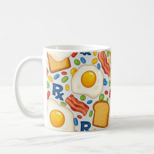 Funny Pharmacy Breakfast Rx Pattern Kaffeetasse (Links)
