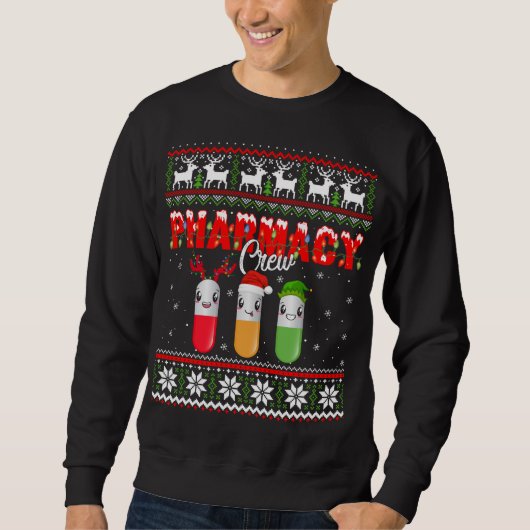 Funny Pharmacy Crew Funny Pills Frohe Weihnachten Sweatshirt (Vorderseite)