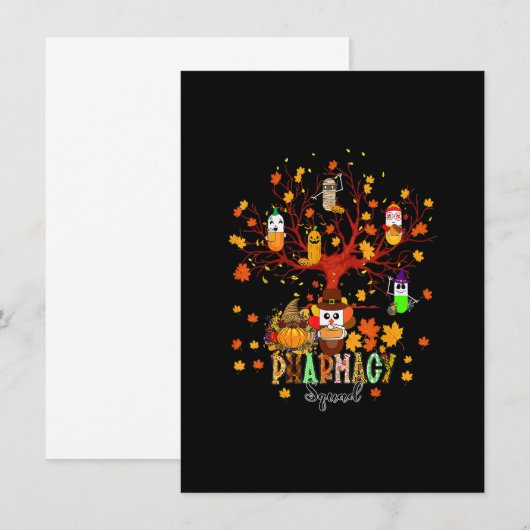 Funny Pharmacy Squad Pumpkin Pill Autumn Tree als Einladung (Vorne/Hinten)