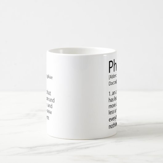 Funny PhD Definition Dictionary, Cool PhD Kaffeetasse (Mittel)