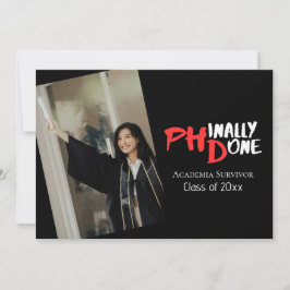 Funny PhD Graduation Phinally Done Photo Einladung