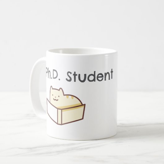 Funny PhD Student Tasse-Niedlich Cat-Academic Spaß Kaffeetasse (Vorderseite Links)