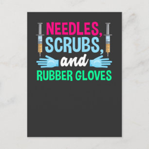 Funny Phlebotomist Spritze und Blutangestellte Postkarte