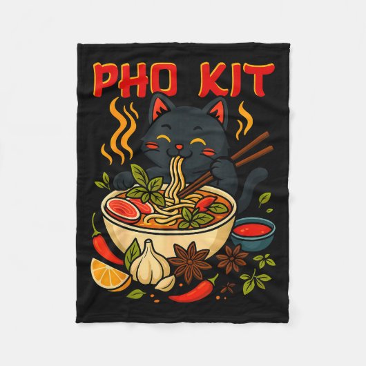 Funny Pho Kit Black Cat Halloween Costume Family M Fleecedecke (Vorderseite)