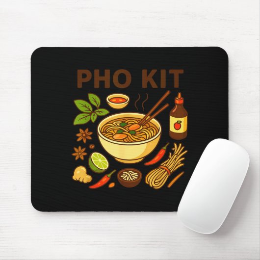 Funny Pho Kit Noodle Bowl Pun With Ingredients Ill Mousepad (Mit Mouse)