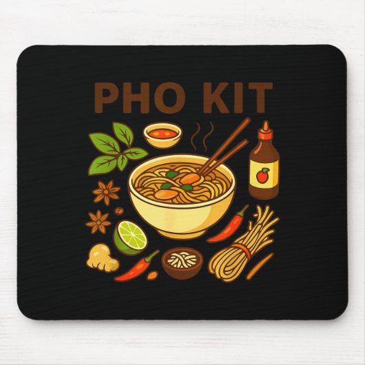 Funny Pho Kit Noodle Bowl Pun With Ingredients Ill Mousepad (Vorne)