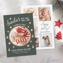 Funny Photo Collage Birth Stats Holiday  Dankeskarte