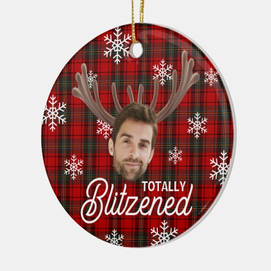 Funny Photo Face Blitzened Christmas Custom Gift Keramik Ornament (Links)