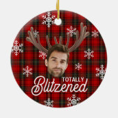 Funny Photo Face Blitzened Christmas Custom Gift Keramik Ornament (Hinten)