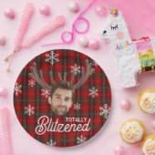 Funny Photo Face Blitzened Christmas Custom Gift Pappteller (Party)