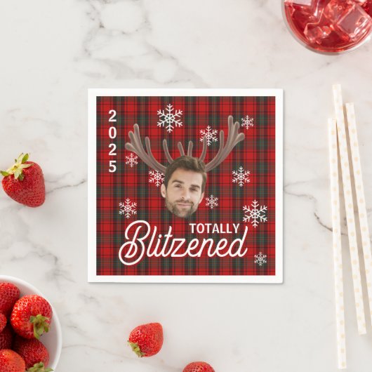 Funny Photo Face Blitzened Christmas Custom Gift Serviette (Beispiel)
