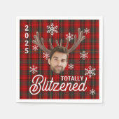 Funny Photo Face Blitzened Christmas Custom Gift Serviette (Vorderseite)