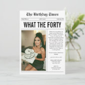 Funny Photo Newspaper 40th Birthday Einladung (Stehend Vorderseite)