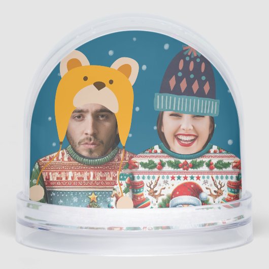 Funny Photo Personalized Christmas Jumper Schneekugeln (Vorderseite)