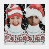 Funny Photo Personalized Christmas Ornament Aus Glas (Rückseite)