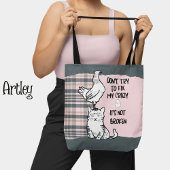 Funny Phrase Cat and Chicken Pink Kariert Tasche