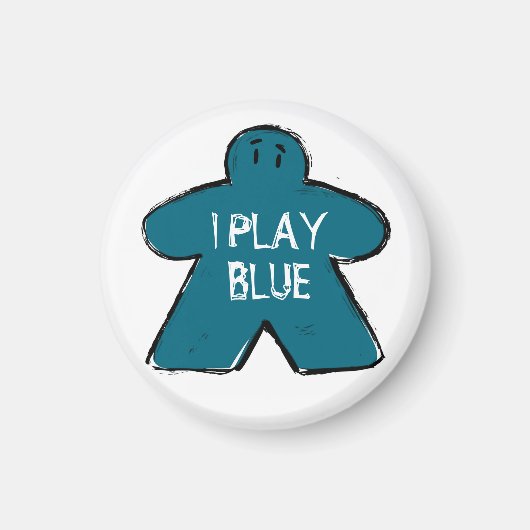 Funny Phrase Grunge Blue Meeple Board Gamer Magnet (Vorne)