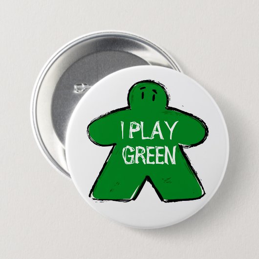 Funny Phrase Grunge Green Meeple Board Gamer Button (Vorne & Hinten)