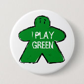 Funny Phrase Grunge Green Meeple Board Gamer Button (Vorderseite)