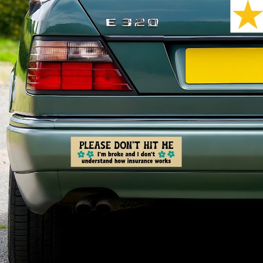 Funny Phrase Retro Floral Insurance Joke Autoaufkleber