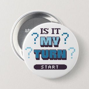 Funny Phrase Retro Pixel Blue Board Gamer Button