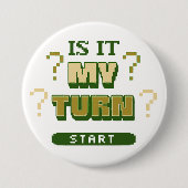 Funny Phrase Retro Pixel Green Board Gamer Button (Vorderseite)
