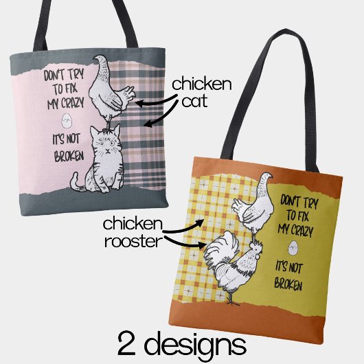 Funny Phrase Rooster Hühnergelborange Kariert Tasche